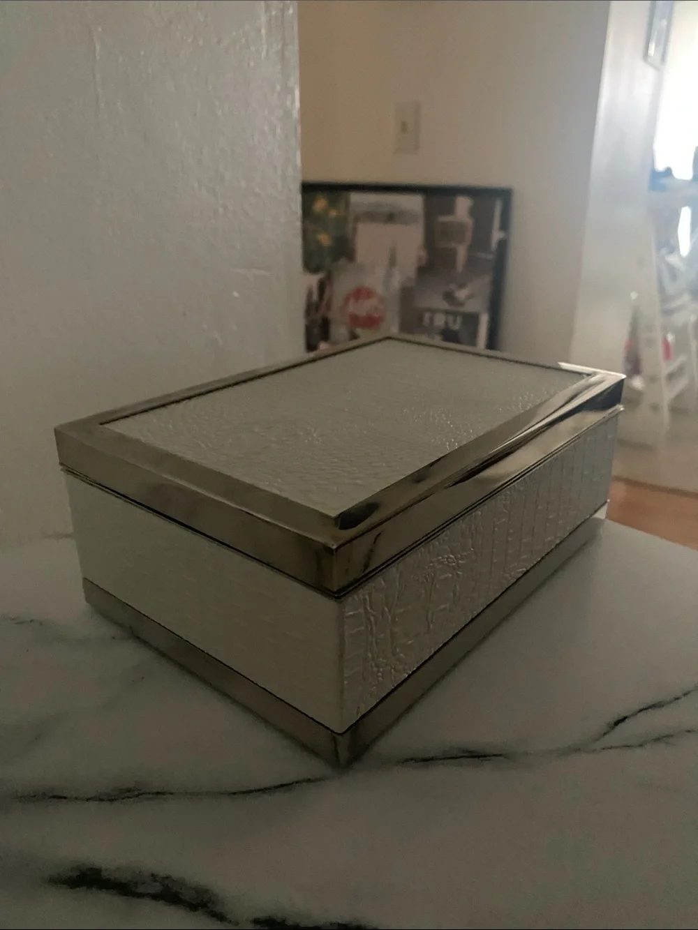 A Girl Thing White Jewelry Organizer Box with Chrome Trim